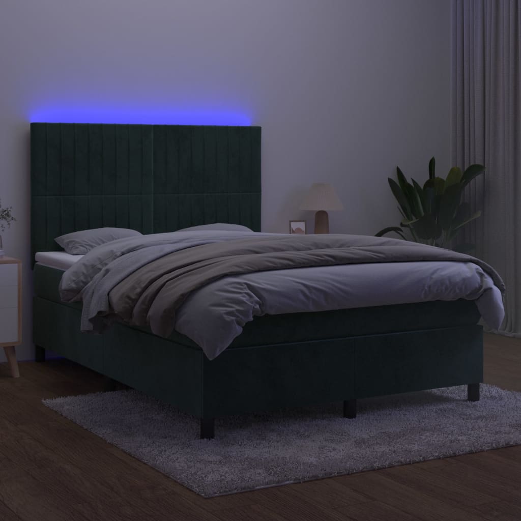 Image Sommier à lattes de lit matelas et LED Vert foncé 140x200 cm | Xios Store SNC vidaXL Xios Store SNC