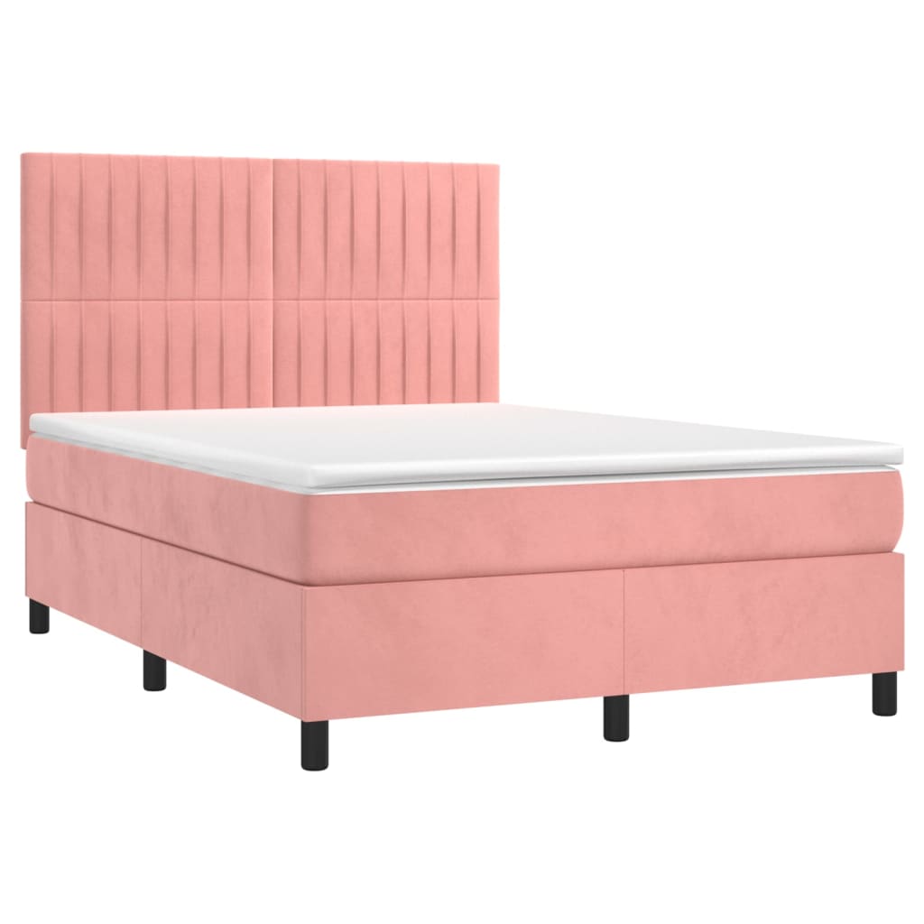 Image Sommier à lattes de lit matelas et LED Rose 140x200 cm Velours | Xios Store SNC vidaXL Xios Store SNC