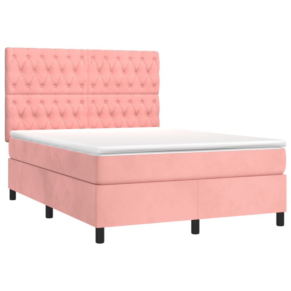 Image Sommier à lattes de lit matelas et LED Rose 140x200 cm Velours | Xios Store SNC vidaXL Xios Store SNC