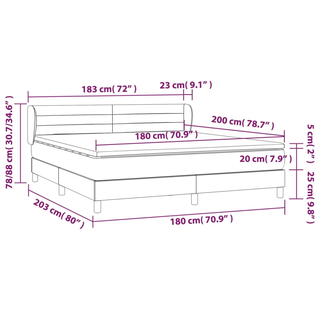 Sommier à lattes de lit avec matelas Crème 180x200 cm Tissu Lits & cadres de lit vidaXL