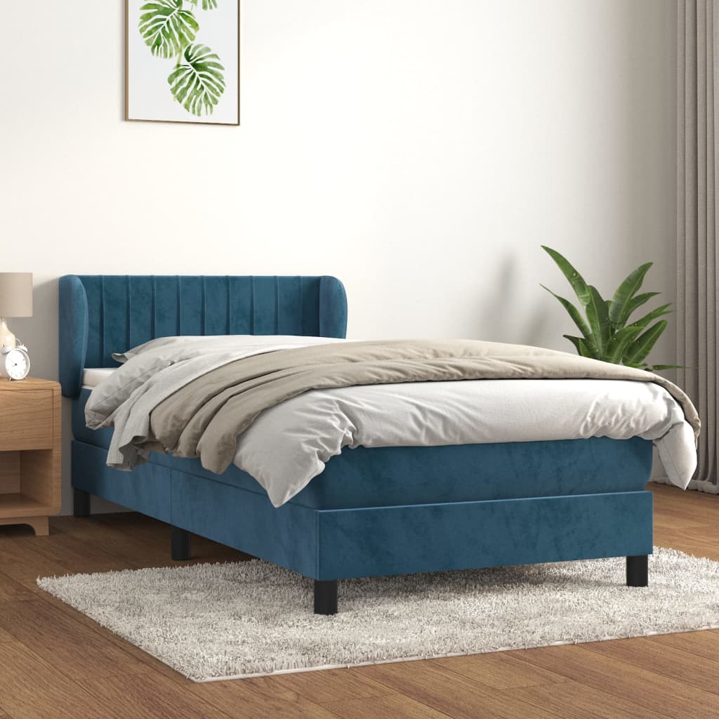 Image Sommier à lattes de lit avec matelas Bleu foncé 100x200 cm | Xios Store SNC vidaXL Xios Store SNC