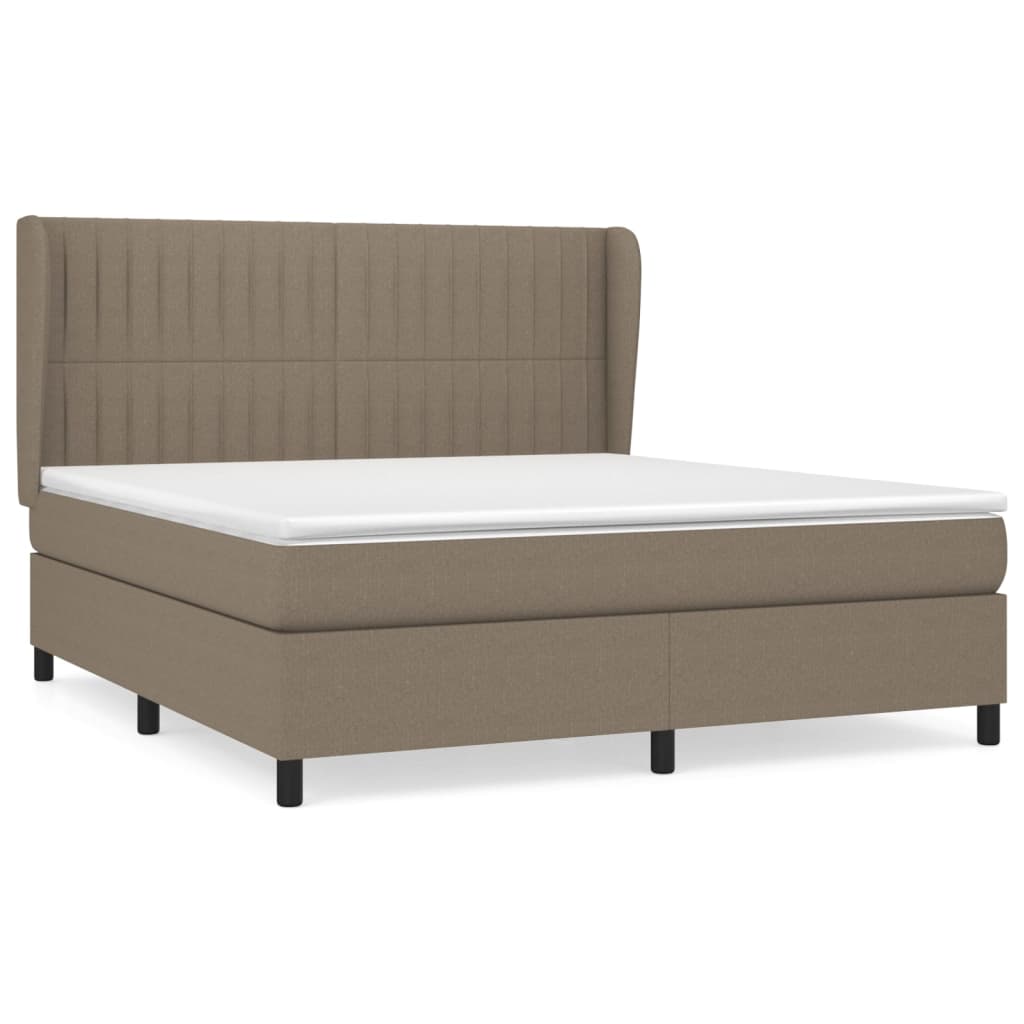 Sommier à lattes de lit avec matelas Taupe 180x200 cm Tissu Lits & cadres de lit vidaXL