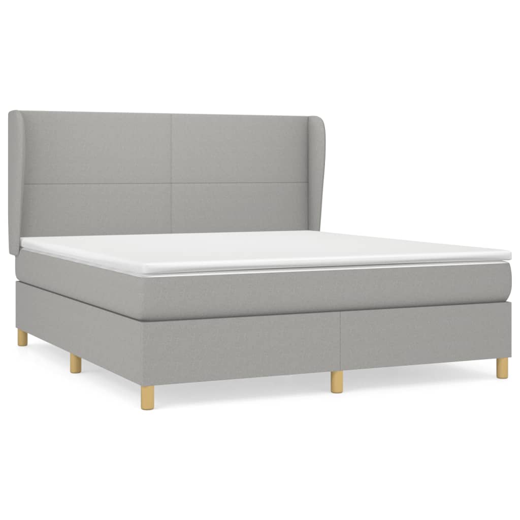 Sommier à lattes de lit avec matelas Gris clair 180x200cm Tissu Lits & cadres de lit vidaXL