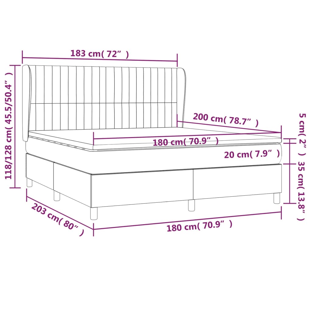 Sommier à lattes de lit avec matelas Gris clair 180x200cm Tissu Lits & cadres de lit vidaXL