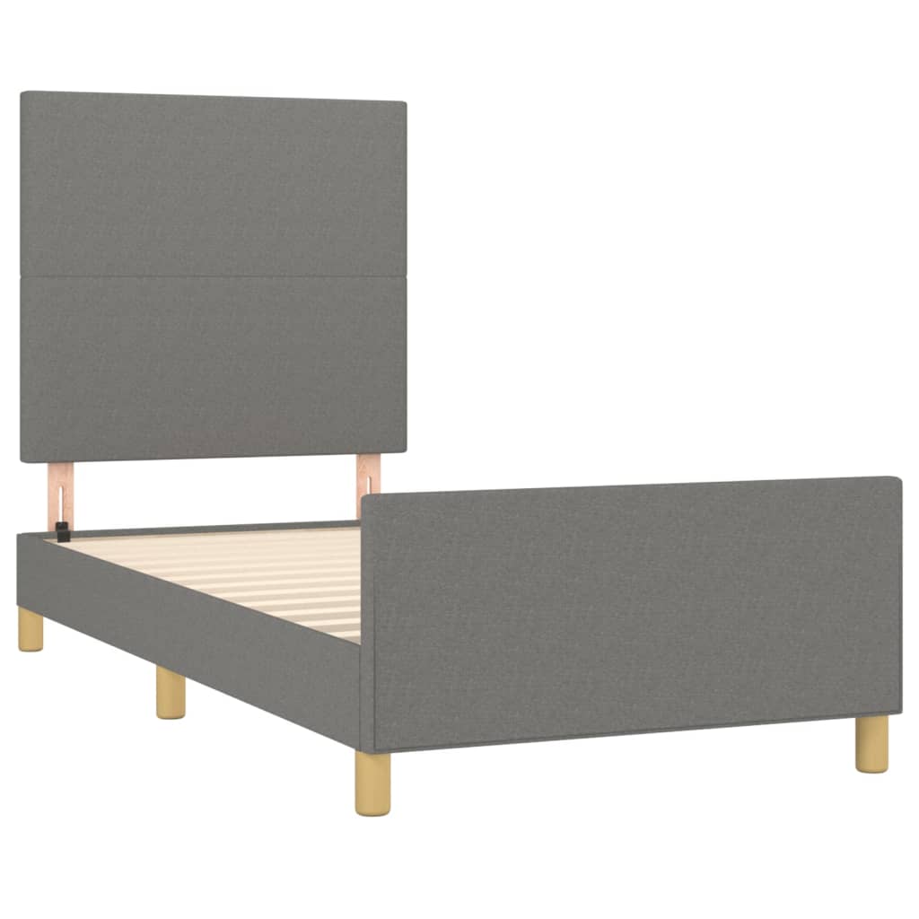 Cadre de lit avec tête de lit Gris foncé 80x200 cm Tissu Lits & cadres de lit vidaXL   