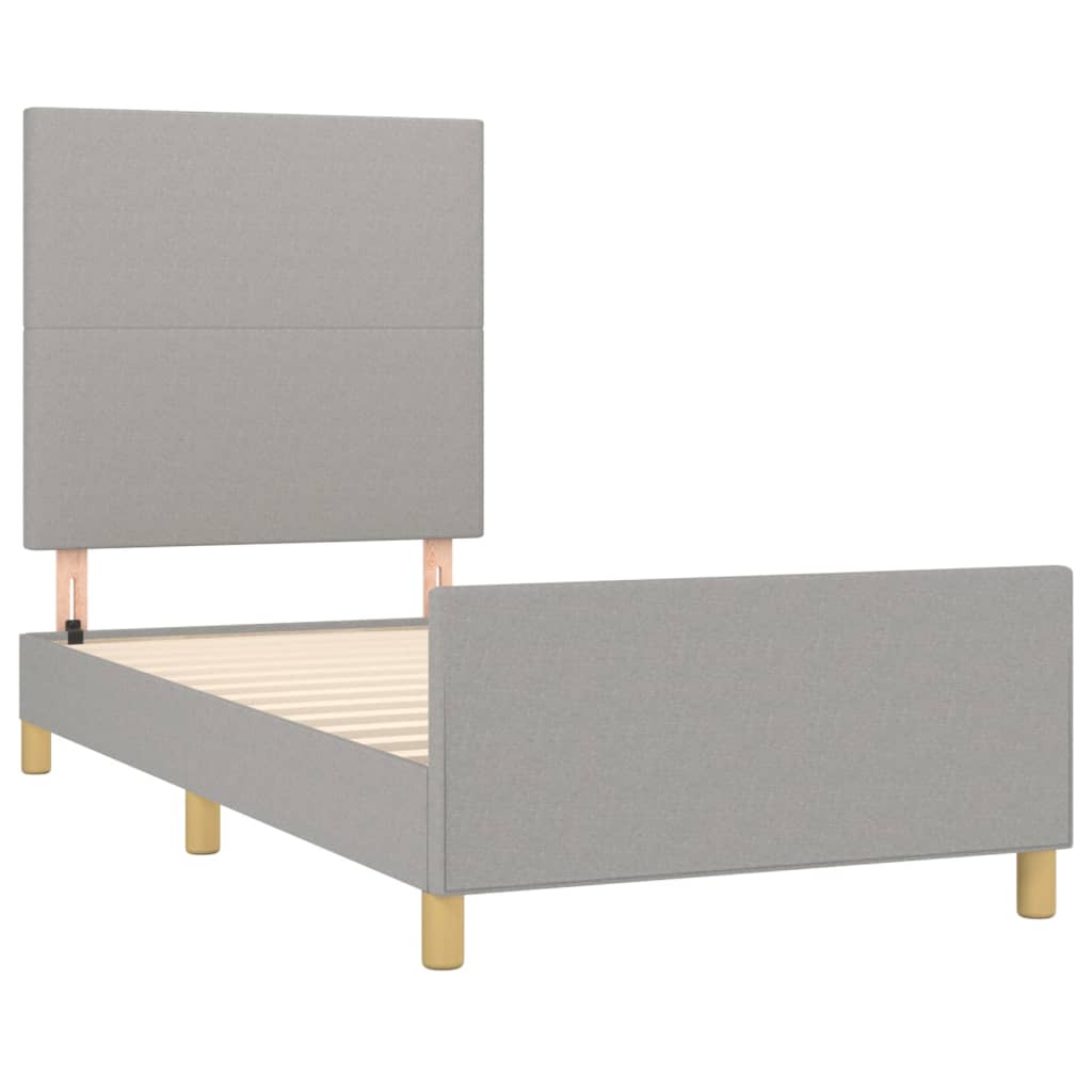 Cadre de lit avec tête de lit Gris clair 90x190 cm Tissu Lits & cadres de lit vidaXL   