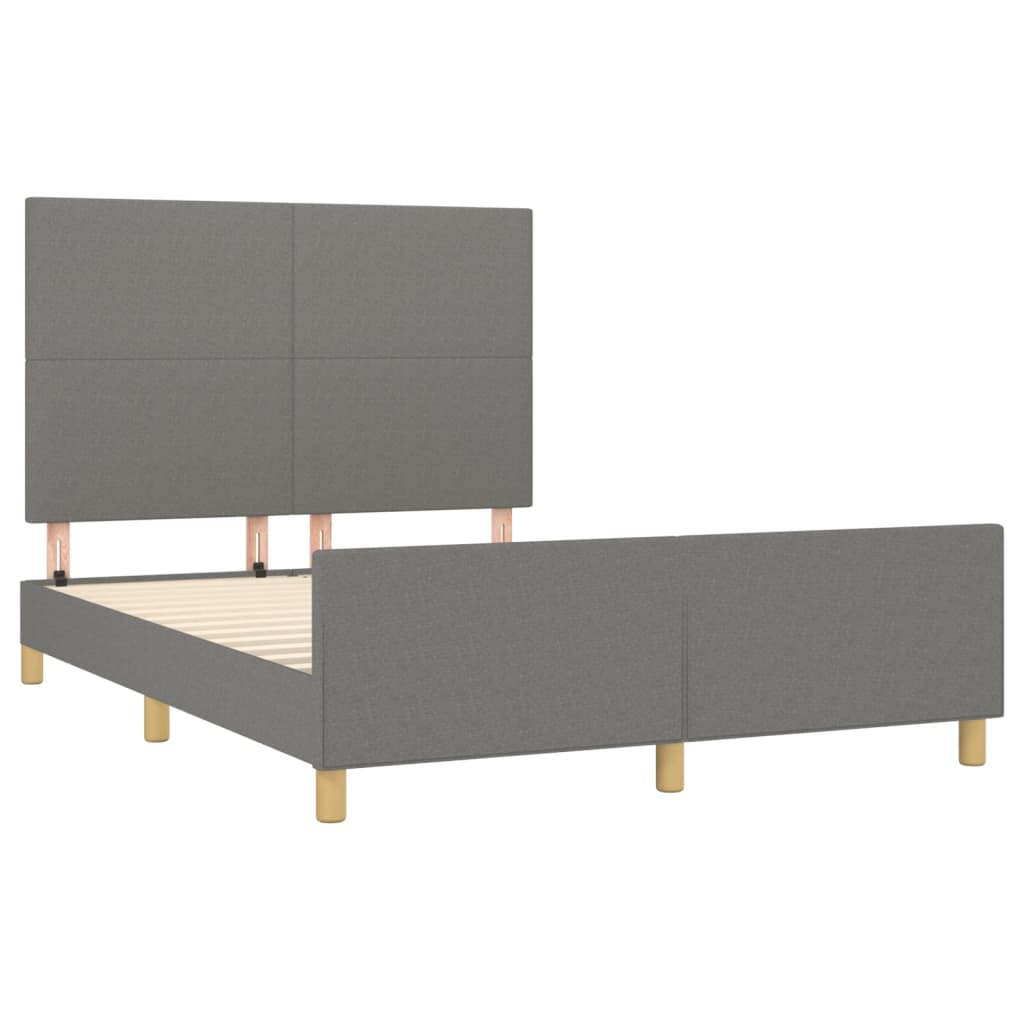 Cadre de lit avec tête de lit Gris foncé 140x190 cm Tissu Lits & cadres de lit vidaXL   