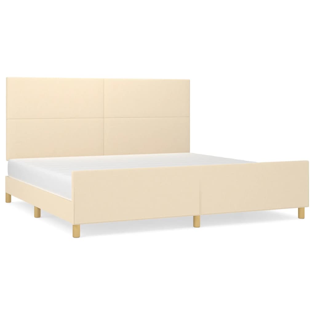 Cadre de lit avec tête de lit Crème 200 x 200 cm Tissu Lits & cadres de lit vidaXL   