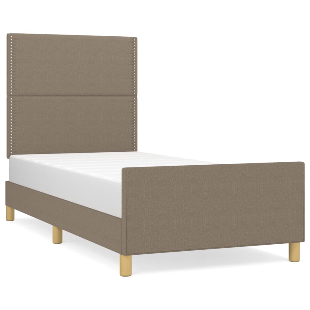 Cadre de lit avec tête de lit Taupe 90x190 cm Tissu Lits & cadres de lit vidaXL   