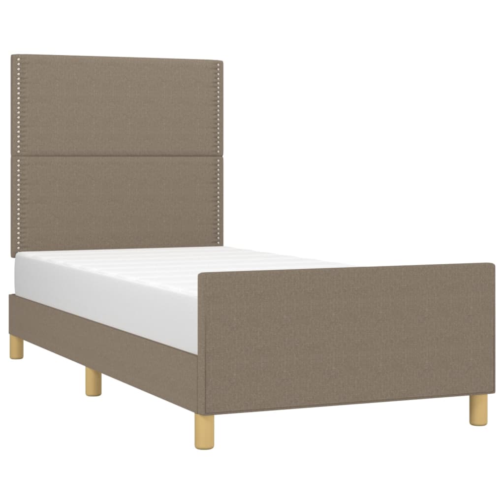 Cadre de lit avec tête de lit Taupe 90x190 cm Tissu Lits & cadres de lit vidaXL   