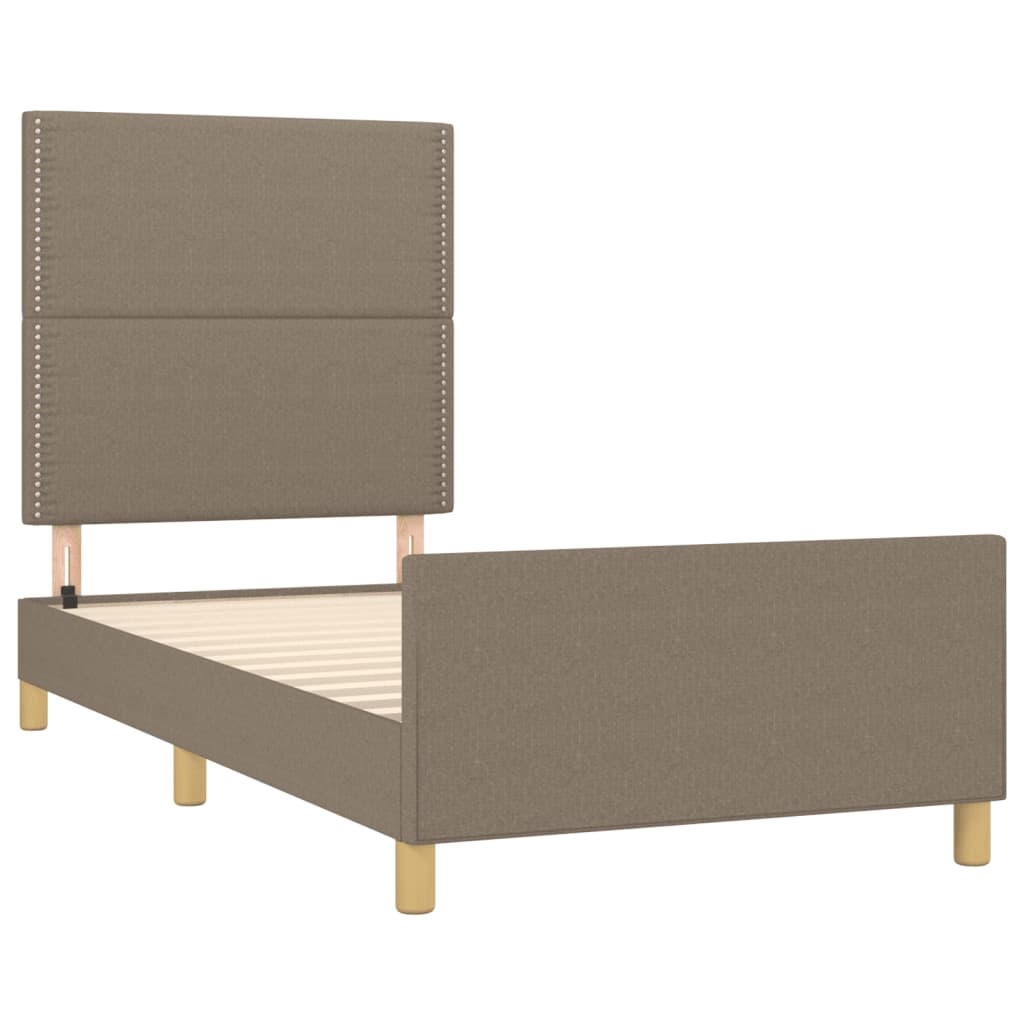 Cadre de lit avec tête de lit Taupe 100x200 cm Tissu Lits & cadres de lit vidaXL   