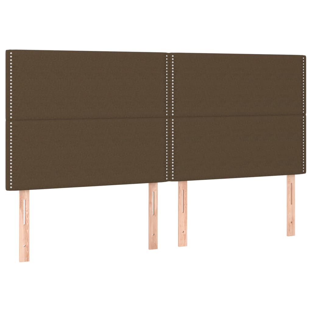 Cadre de lit avec tête de lit Marron foncé 160x200 cm Tissu Lits & cadres de lit vidaXL   