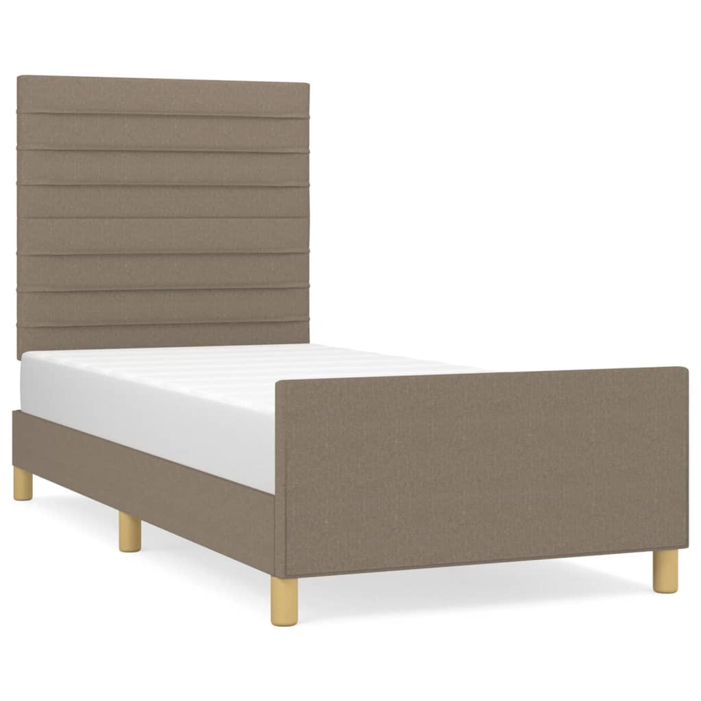 Cadre de lit avec tête de lit Taupe 90x190 cm Tissu Lits & cadres de lit vidaXL   