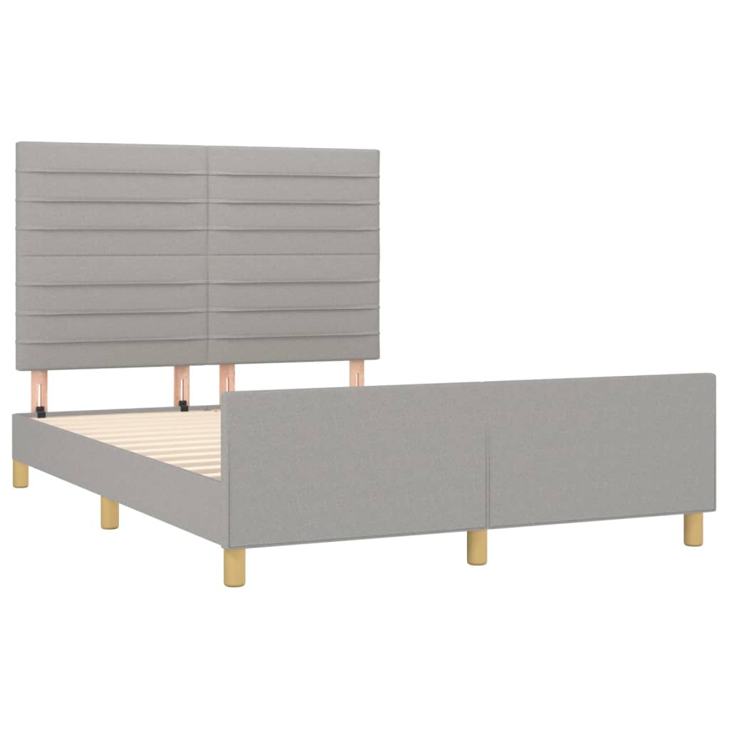 Cadre de lit avec tête de lit Gris clair 140x190 cm Tissu Lits & cadres de lit vidaXL   