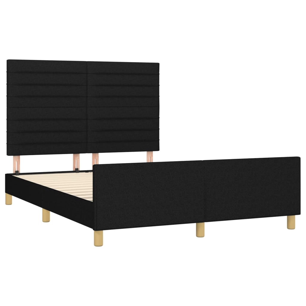 Cadre de lit avec tête de lit Noir 140x190 cm Tissu Lits & cadres de lit vidaXL   