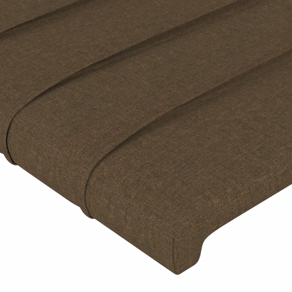 Cadre de lit avec tête de lit Marron foncé 140x190 cm Tissu Lits & cadres de lit vidaXL   