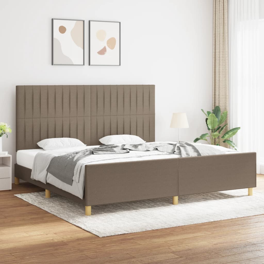 Cadre de lit avec tête de lit Taupe 200x200 cm Tissu Lits & cadres de lit vidaXL   