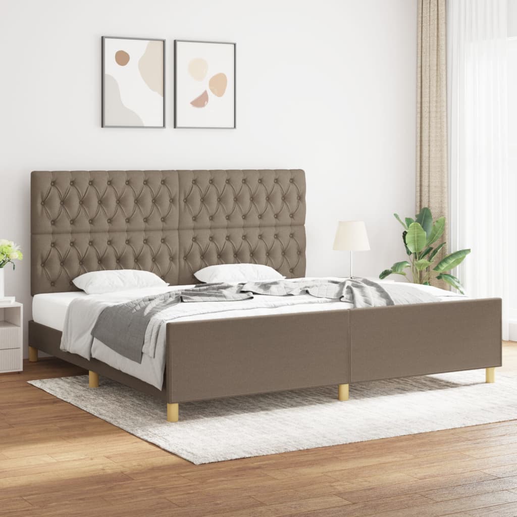 Cadre de lit avec tête de lit Taupe 200x200 cm Tissu Lits & cadres de lit vidaXL   