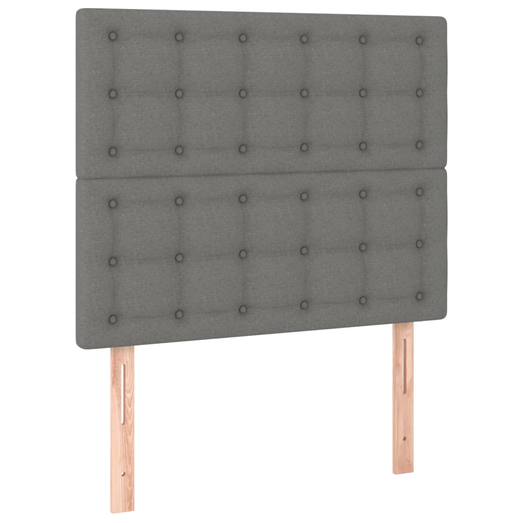 Cadre de lit avec tête de lit Gris foncé 90x190 cm Tissu Lits & cadres de lit vidaXL   