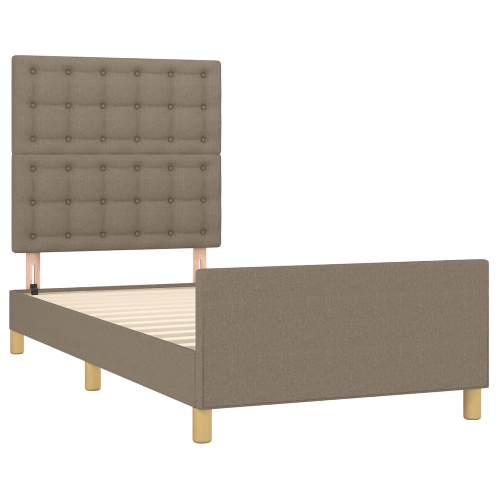 Cadre de lit avec tête de lit Taupe 100x200 cm Tissu Lits & cadres de lit vidaXL   