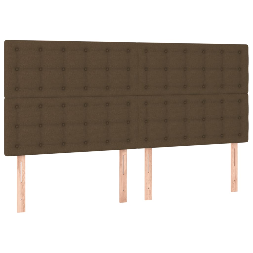 Cadre de lit avec tête de lit marron foncé 180x200 cm Tissu Lits & cadres de lit vidaXL   