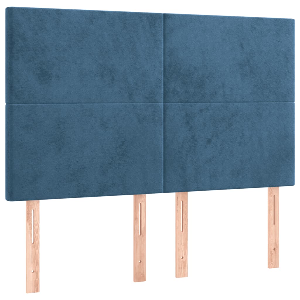 Cadre de lit avec tête de lit Bleu foncé 140x190 cm Velours Lits & cadres de lit vidaXL   