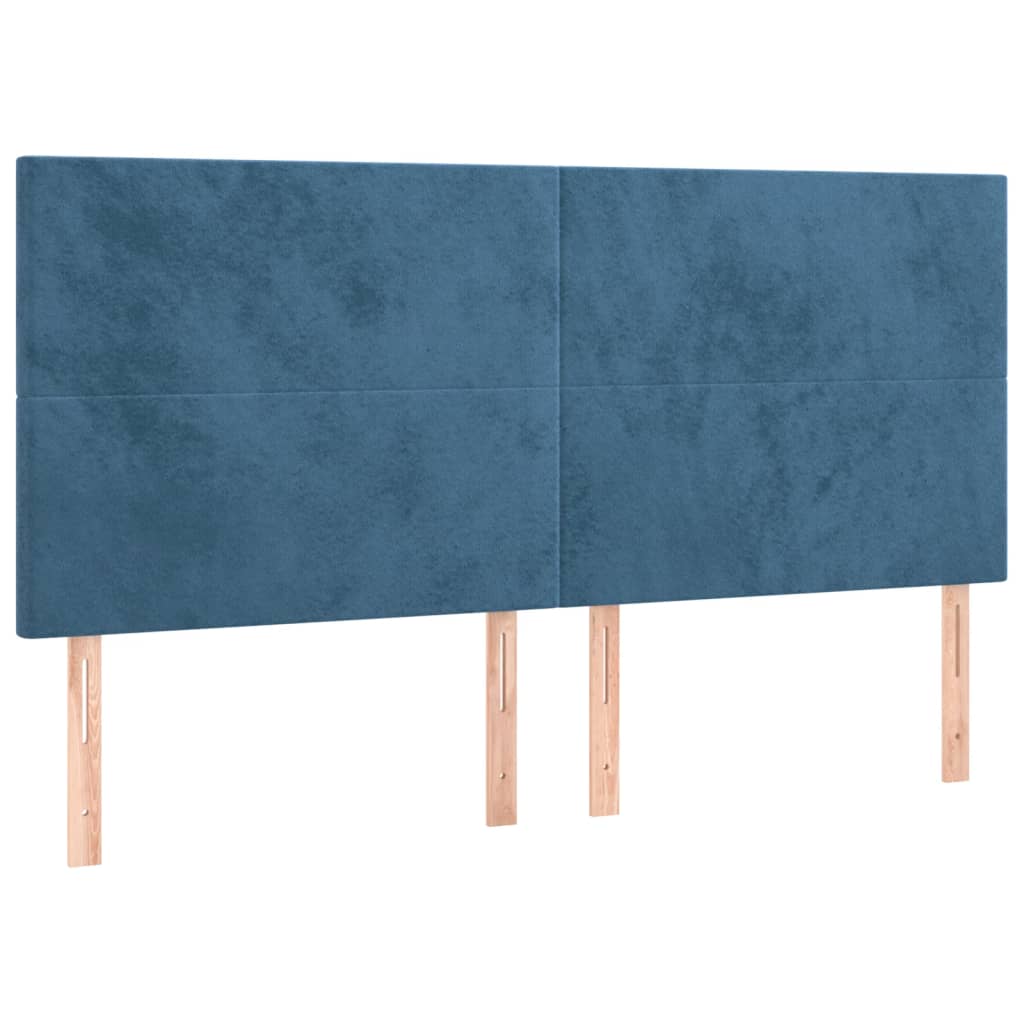 Cadre de lit avec tête de lit Bleu foncé 200x200 cm Velours Lits & cadres de lit vidaXL   