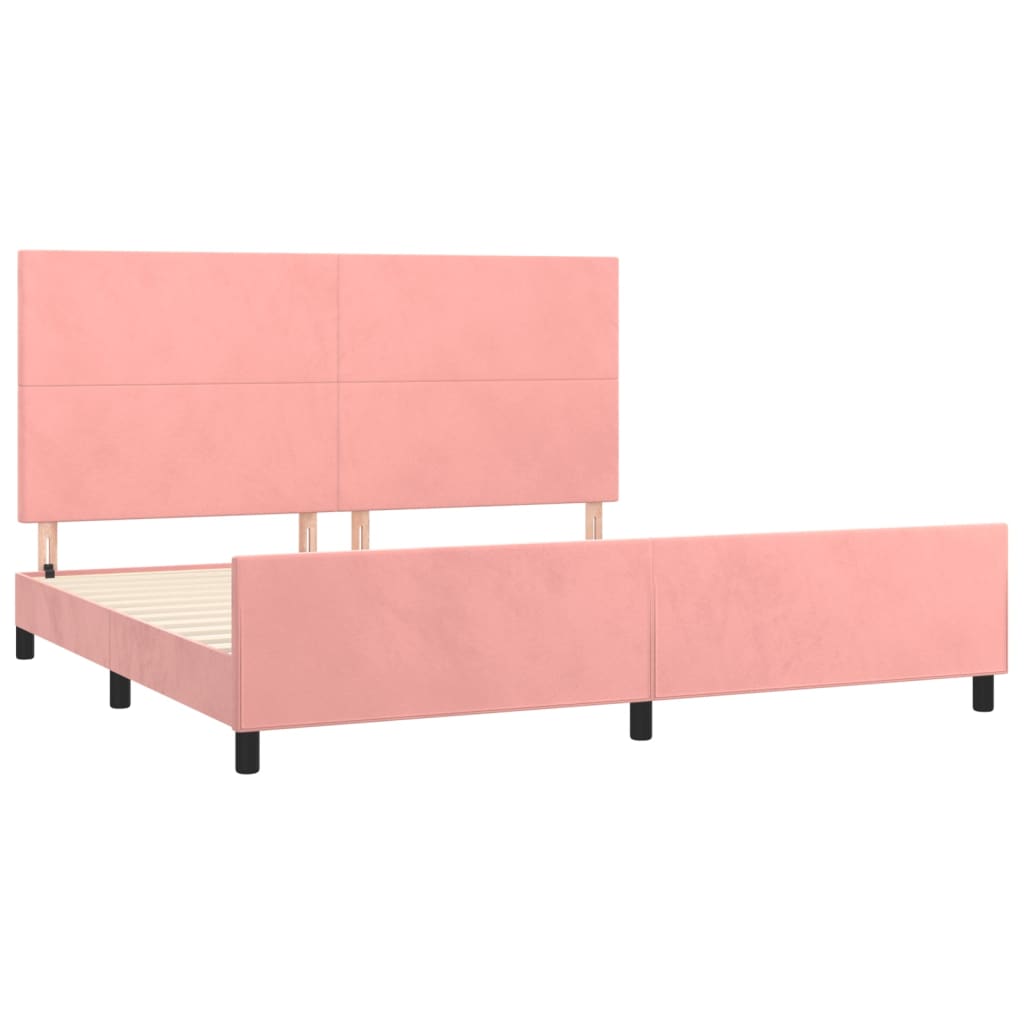 Cadre de lit avec tête de lit Rose 200x200 cm Velours Lits & cadres de lit vidaXL   