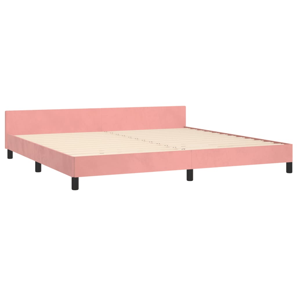 Cadre de lit avec tête de lit Rose 200x200 cm Velours Lits & cadres de lit vidaXL   