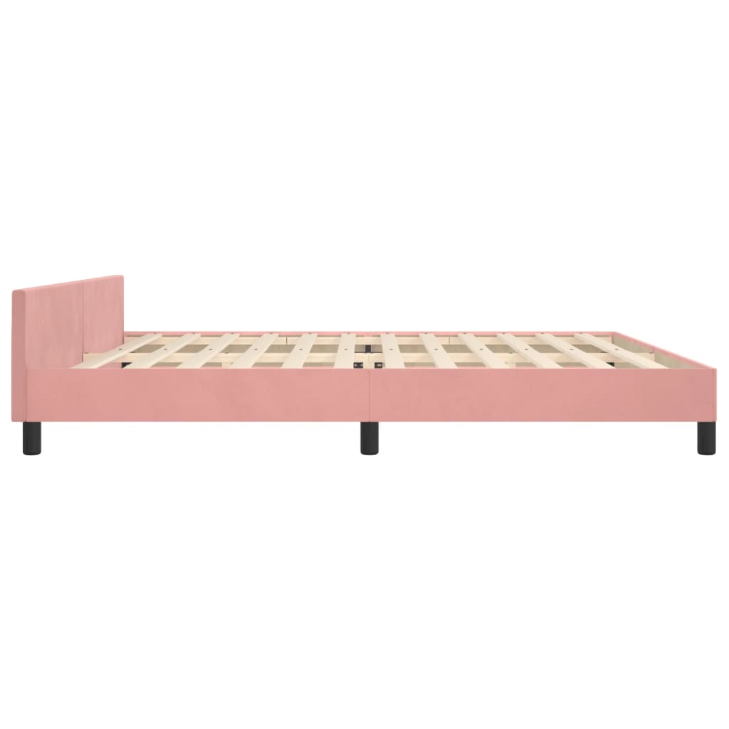 Cadre de lit avec tête de lit Rose 200x200 cm Velours Lits & cadres de lit vidaXL   