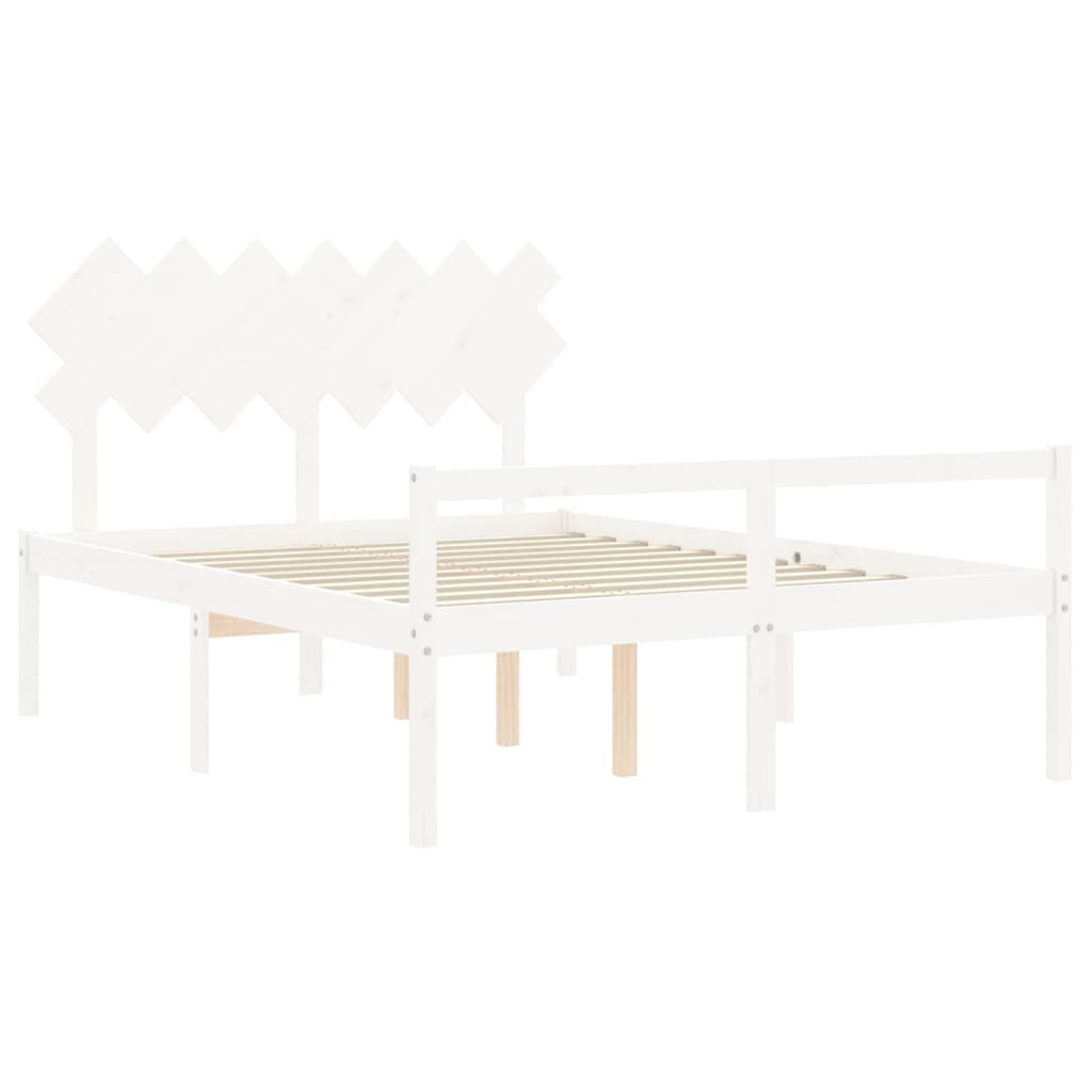 Lit pour personne âgée et tête de lit 140x190 cm bois massif Lits & cadres de lit vidaXL   