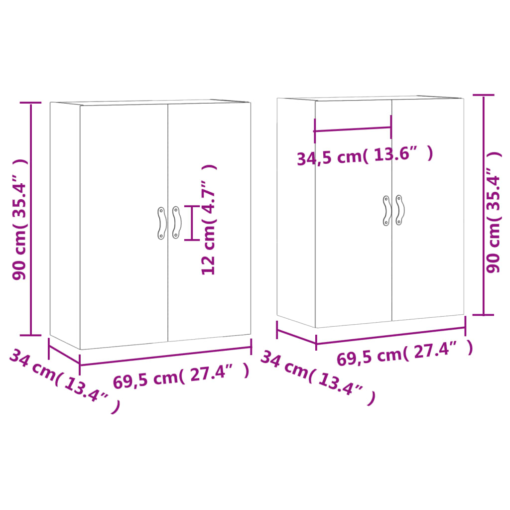 Image Armoires murales 2 pcs gris béton 69,5x34x90 cm | Xios Store SNC vidaXL Xios Store SNC