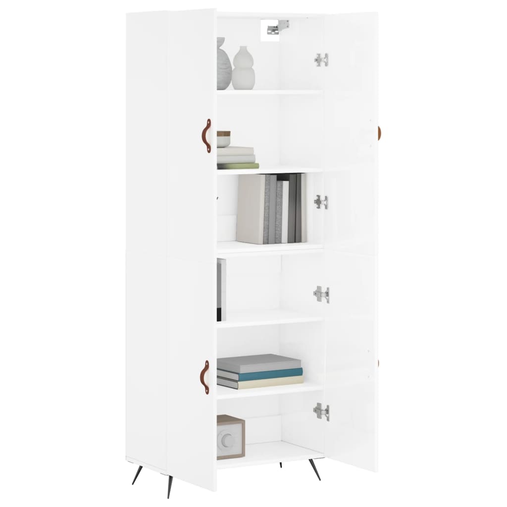 Image Buffet haut Blanc brillant 69,5x34x180 cm Bois d'ingénierie | Xios Store SNC vidaXL Xios Store SNC