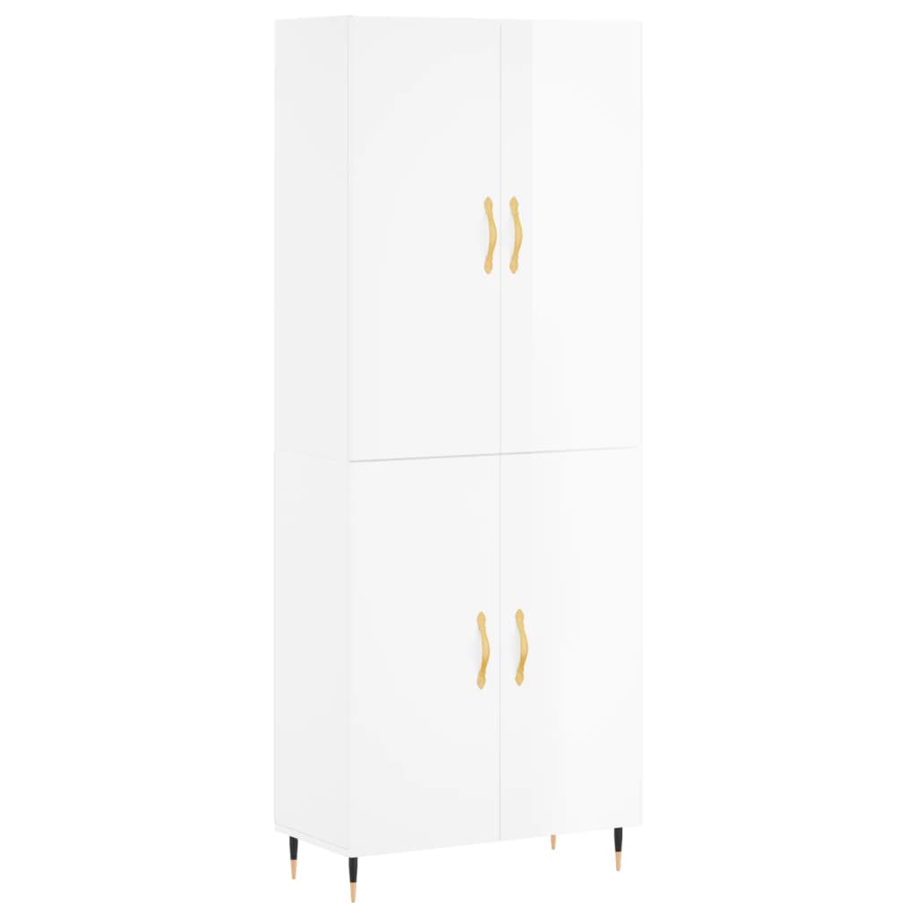 Image Buffet haut Blanc brillant 69,5x34x180 cm Bois d'ingénierie | Xios Store SNC vidaXL Xios Store SNC