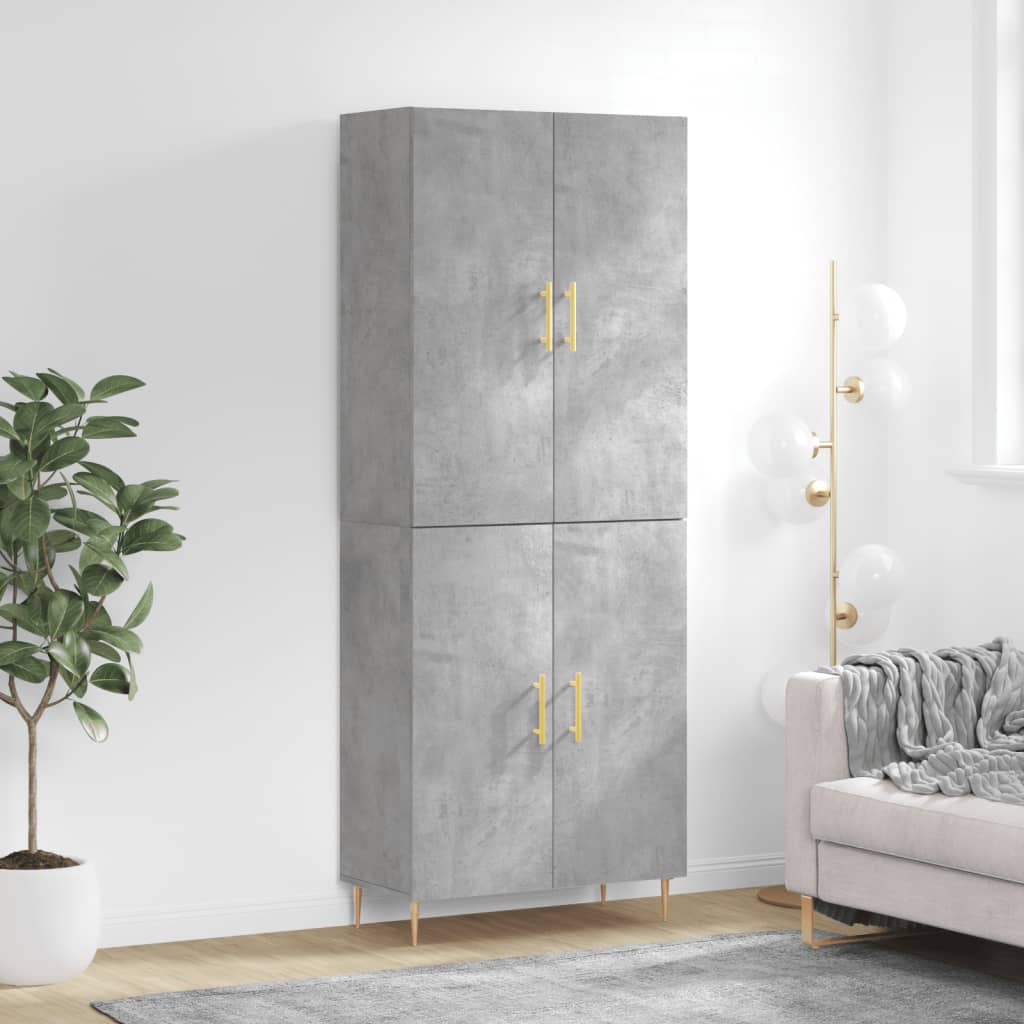 Image Buffet haut Gris béton 69,5x34x180 cm Bois d'ingénierie | Xios Store SNC vidaXL Xios Store SNC