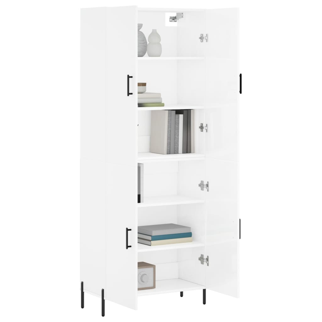 Image Buffet haut Blanc brillant 69,5x34x180 cm Bois d'ingénierie | Xios Store SNC vidaXL Xios Store SNC