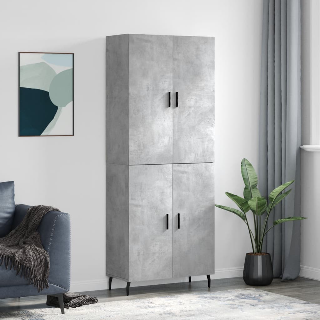 Image Buffet haut Gris béton 69,5x34x180 cm Bois d'ingénierie | Xios Store SNC vidaXL Xios Store SNC