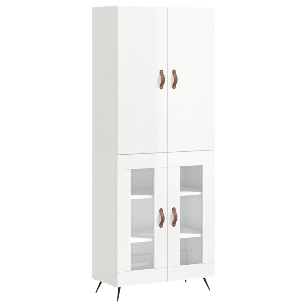 Image Buffet haut Blanc brillant 69,5x34x180 cm Bois d'ingénierie | Xios Store SNC vidaXL Xios Store SNC