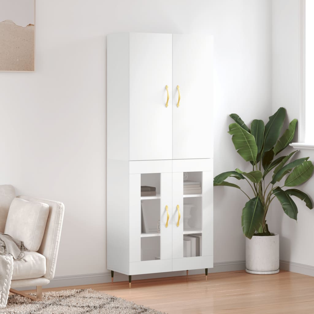 Image Buffet haut Blanc 69,5x34x180 cm Bois d'ingénierie | Xios Store SNC vidaXL Xios Store SNC