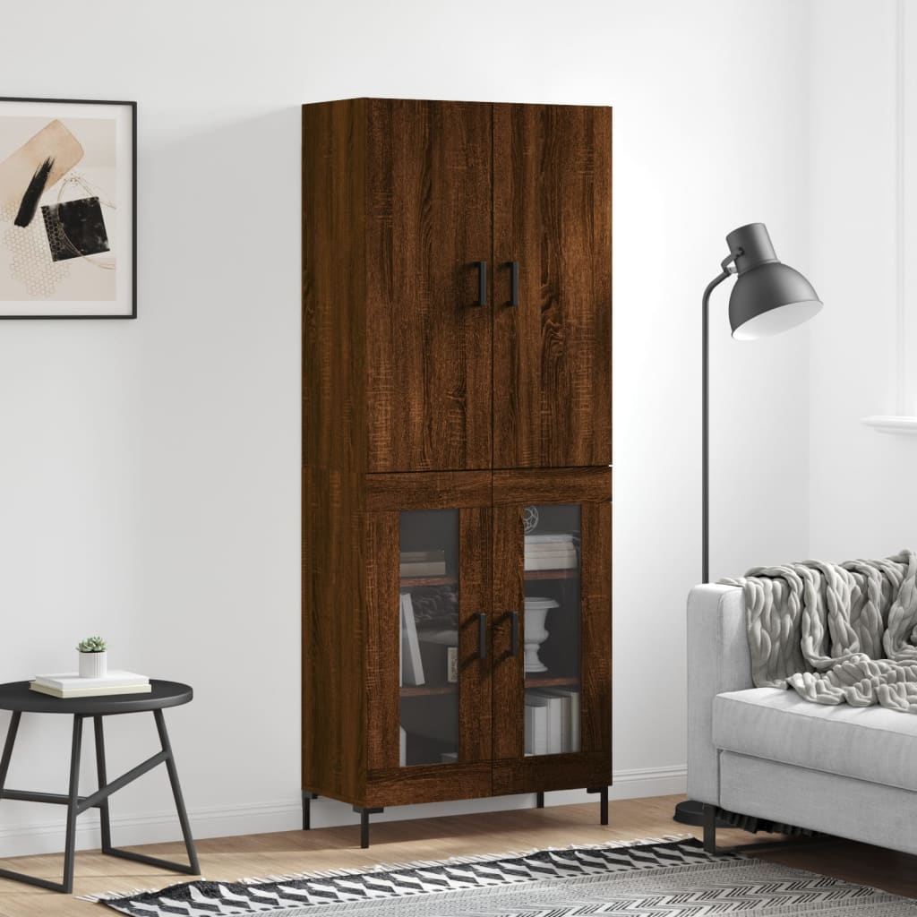 Image Buffet haut Chêne marron 69,5x34x180 cm Bois d'ingénierie | Xios Store SNC vidaXL Xios Store SNC