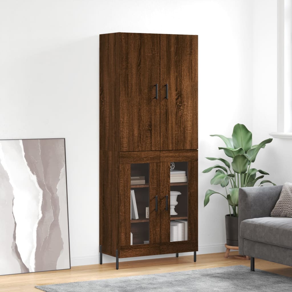 Image Buffet haut Chêne marron 69,5x34x180 cm Bois d'ingénierie | Xios Store SNC vidaXL Xios Store SNC