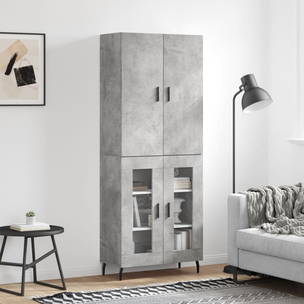 Image Buffet haut Gris béton 69,5x34x180 cm Bois d'ingénierie | Xios Store SNC vidaXL Xios Store SNC