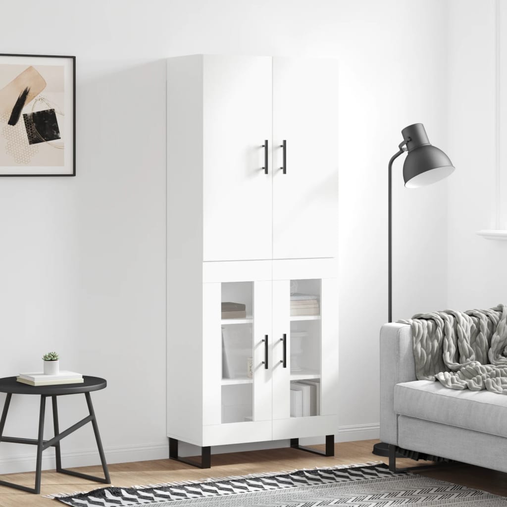 Image Buffet haut Blanc brillant 69,5x34x180 cm Bois d'ingénierie | Xios Store SNC vidaXL Xios Store SNC