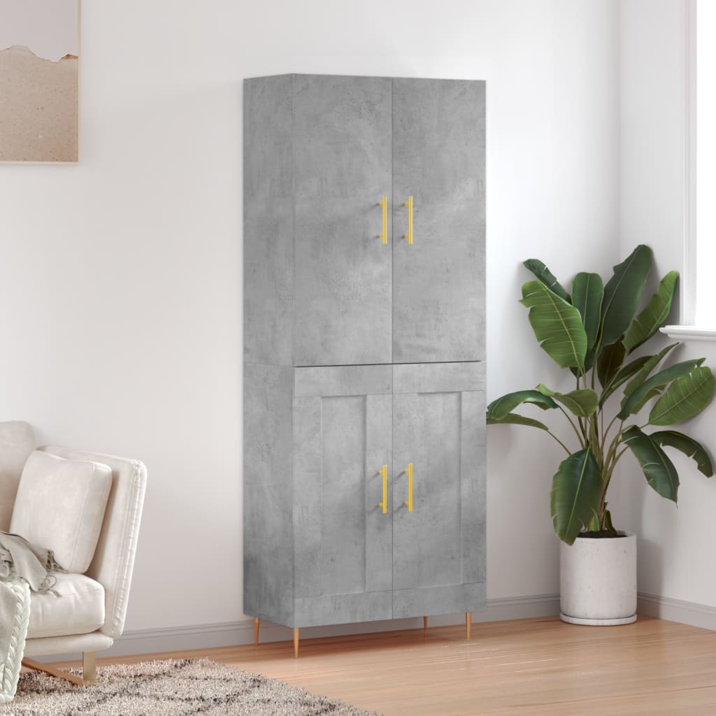 Image Buffet haut Gris béton 69,5x34x180 cm Bois d'ingénierie | Xios Store SNC vidaXL Xios Store SNC