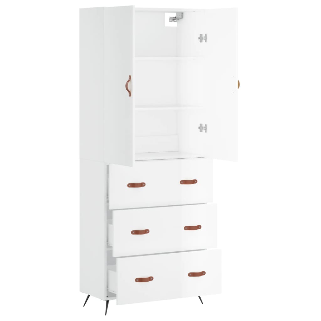 Image Buffet haut Blanc brillant 69,5x34x180 cm Bois d'ingénierie | Xios Store SNC vidaXL Xios Store SNC