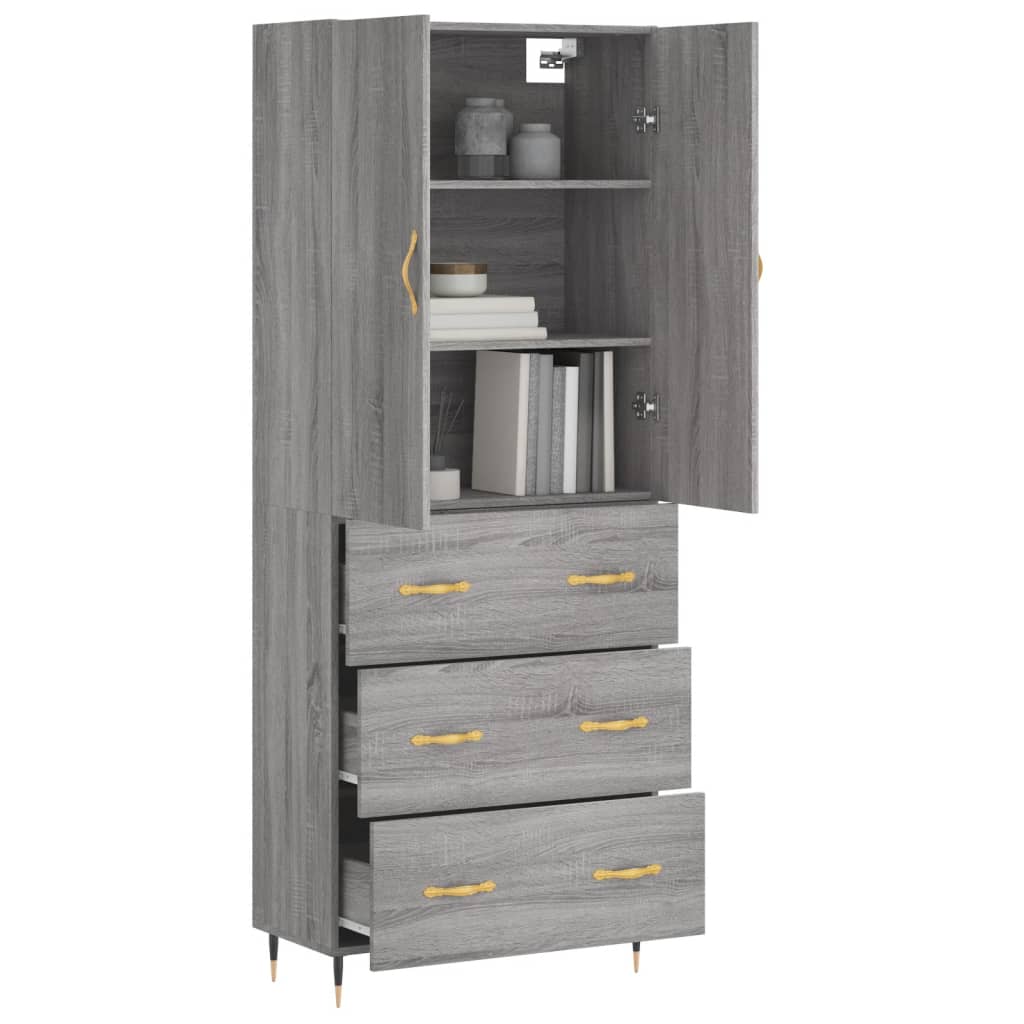 Image Buffet haut Sonoma gris 69,5x34x180 cm Bois d'ingénierie | Xios Store SNC vidaXL Xios Store SNC