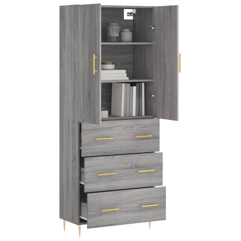 Image Buffet haut Sonoma gris 69,5x34x180 cm Bois d'ingénierie | Xios Store SNC vidaXL Xios Store SNC