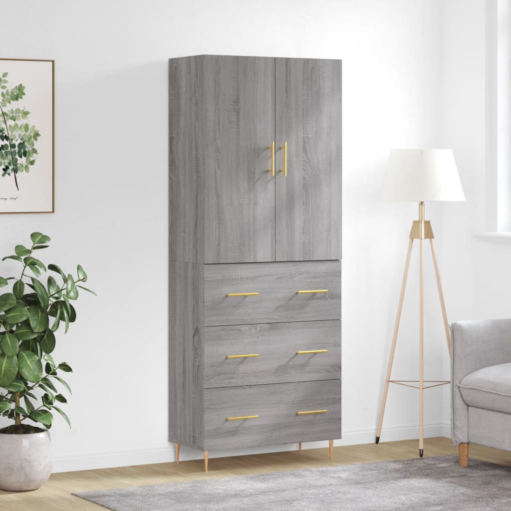 Image Buffet haut Sonoma gris 69,5x34x180 cm Bois d'ingénierie | Xios Store SNC vidaXL Xios Store SNC