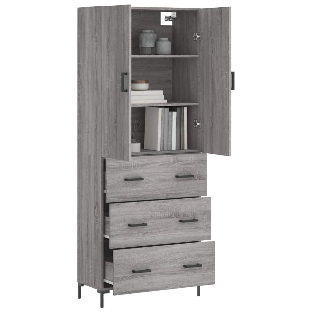 Image Buffet haut Sonoma gris 69,5x34x180 cm Bois d'ingénierie | Xios Store SNC vidaXL Xios Store SNC