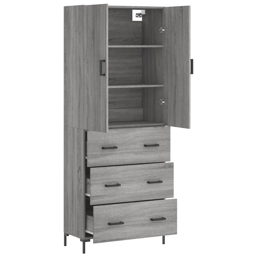 Image Buffet haut Sonoma gris 69,5x34x180 cm Bois d'ingénierie | Xios Store SNC vidaXL Xios Store SNC